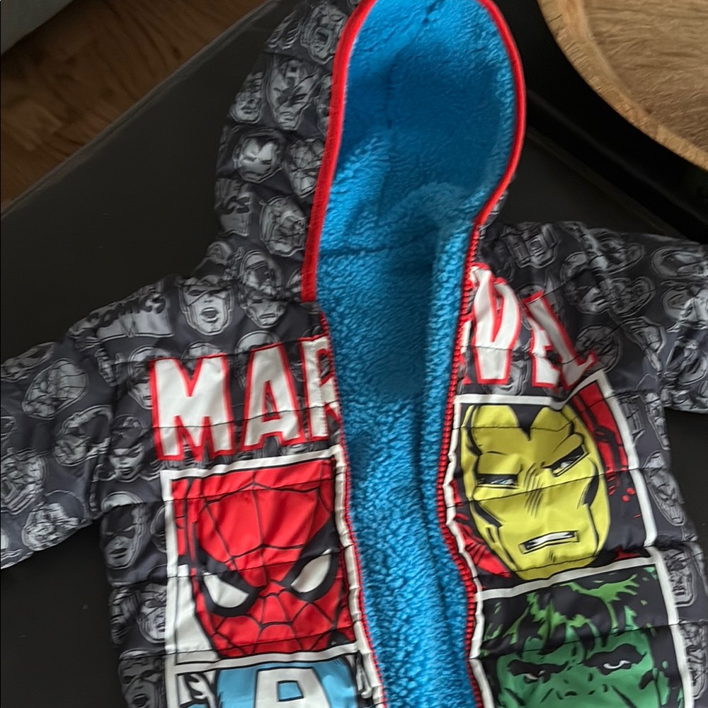 Marvel Kids Puffer Jacket - Black, Red, Blue